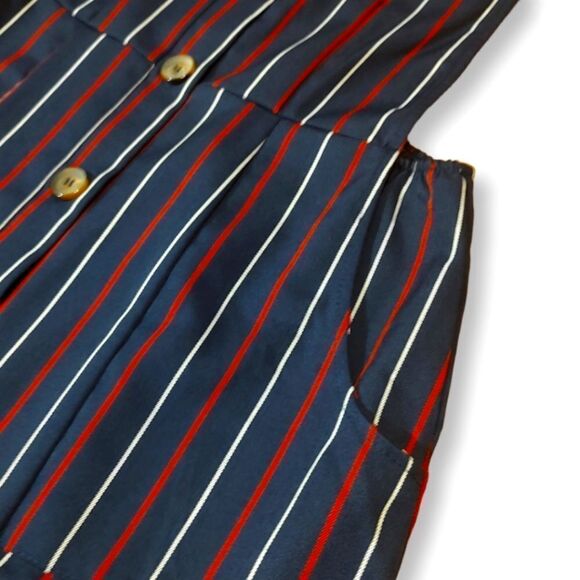 Urban Romantics Pinstripe Deep Navy Stripped Pinafore Overall Dress Small - Picture 3 of 5